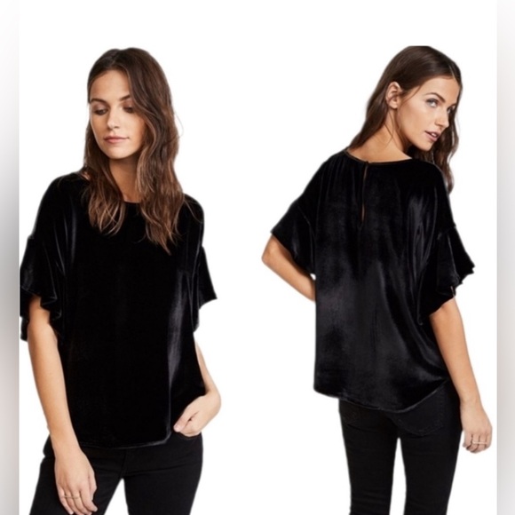 AG Adriano Goldschmied black velvet Clara top - Picture 1 of 5